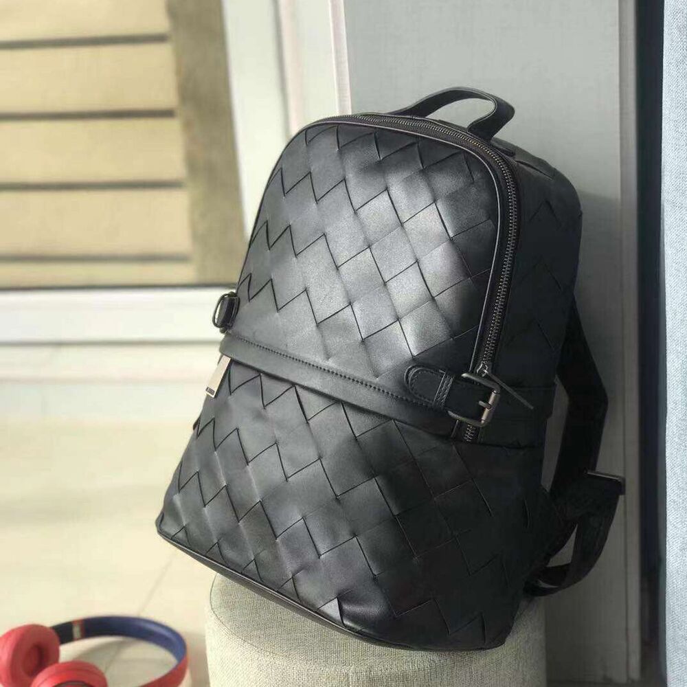 Top Real Leathe Handmade Weaving Men's Backpack, Travel Breathable Bag Rucksack