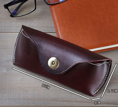 Men Women Glasses Cases Eyewear Holder Storage Box Pouch Leather Belt Bag 17x7cm