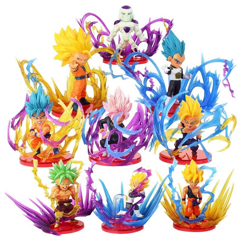 9pcs Dragon Ball Z Super Saiyan Son Goku Vegeta Freezer Broli Action Figure Set