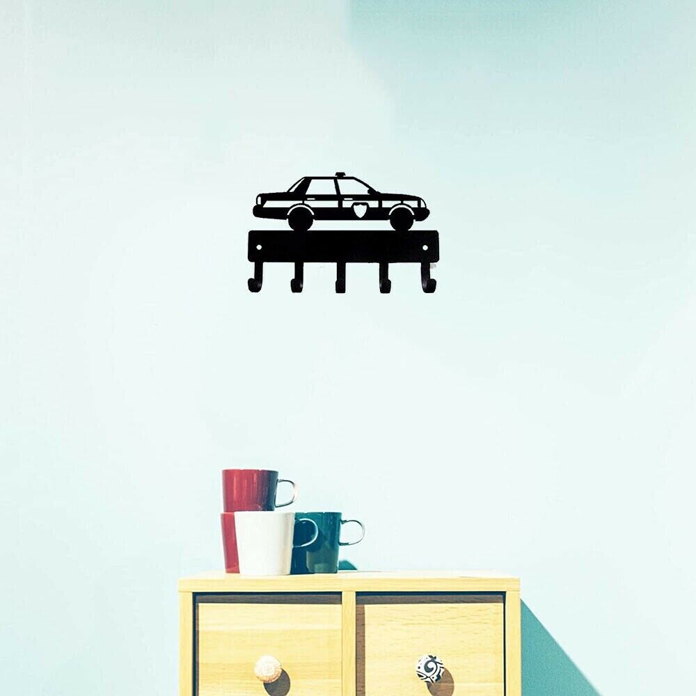 Police Car Key Rack with 5 Hooks Hook Up Hanger Pretty Artwork Shape Decoration