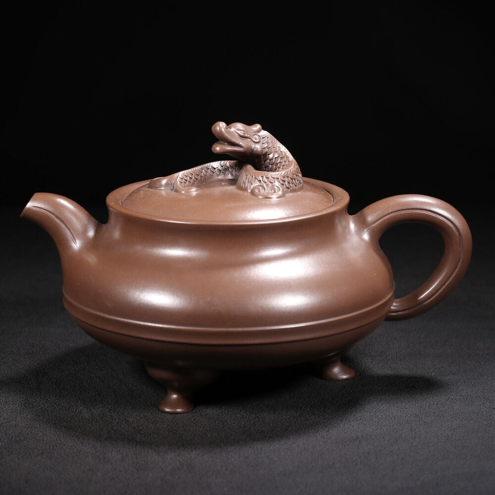 Chinese Yixing Zisha Clay Handmade Exquisite Teapot （螭龙三足 底款：金鼎商标）