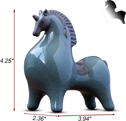 Porcelain Horse Ceramic Statue Sculpture Figurine Chinese Oriental Home Decor