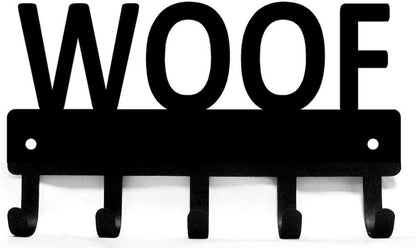 WOOF Dog Key Rack Hanger & Organizer - 6 inch Wide Metal Wall Art