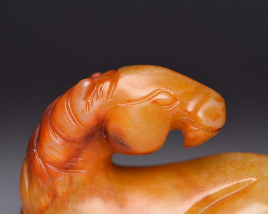 Chinese Vintage Hetian Jade Carving Horse Statue Collectible Sculpture Nice Art