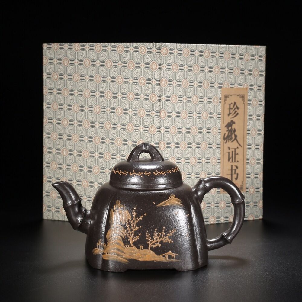 Chinese Yixing Zisha Clay Handmade Exquisite Teapot （竹韵 【底款】顾景舟）