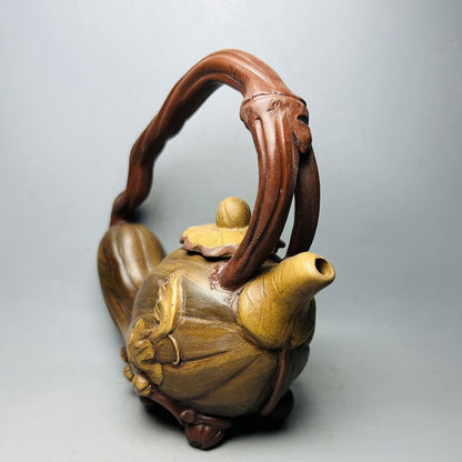 Vintage Chinese Yixing Purple Clay Teapot Zisha Ceremony Pumpkin Tea Set Rare