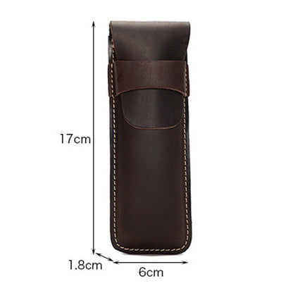 Handmade Cowhide Leather Vintage Pencil Case Pen Bag