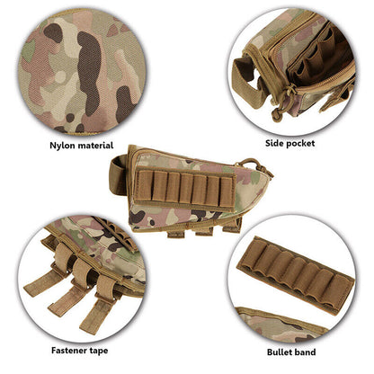 Tactical Hunting Rifle Buttstock Bag Magazine Pouch Rest Shell Mag Ammo Pouch