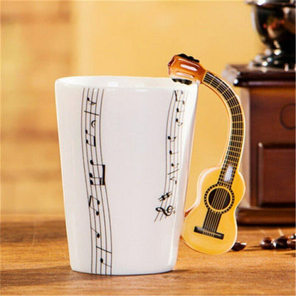 Music Violin Guitar Ceramic Drinkware Mug Coffee Tea Milk Stave Cups with Handle