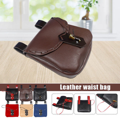 Medieval Renaissance Faux Leather Belt Pouch Reenactment Cosplay Waist Belt Bag