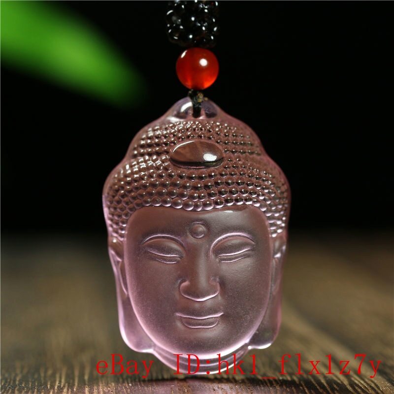 1pc New Natural Crystal Carved Buddha Head Pendant Necklace Amulet SweaterChain