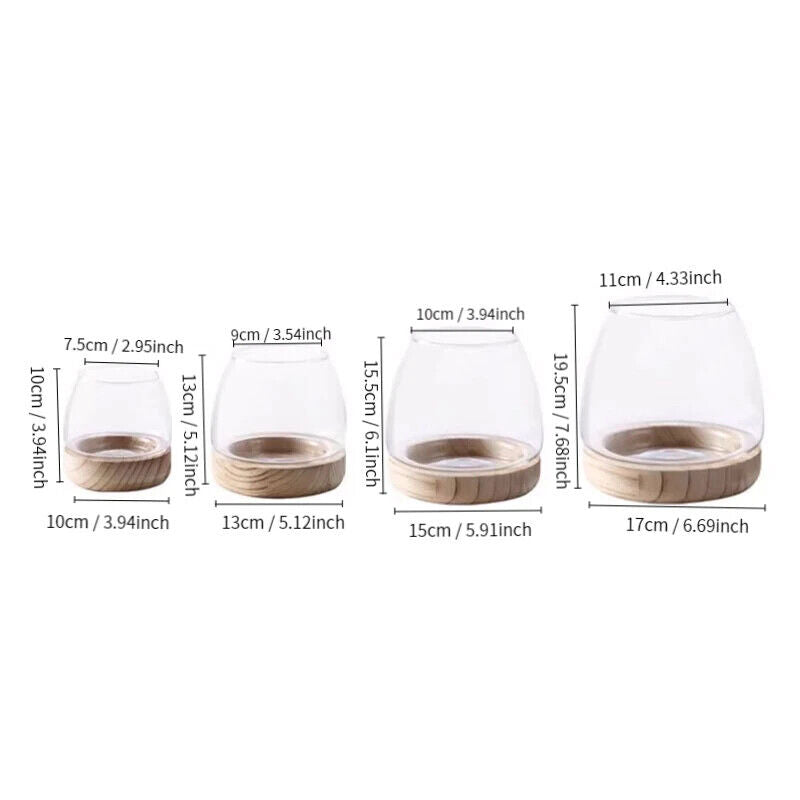Fish Tanks Transparent Glass Wooden Tray Circular Office Small Goldfish Aquarium