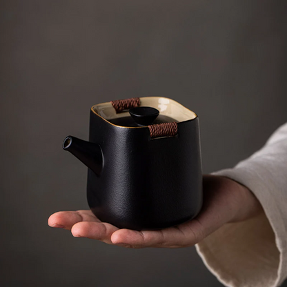 Black Crockery Ceramic Teapot with 6 Cups Chinese Kung Fu Tea Set
