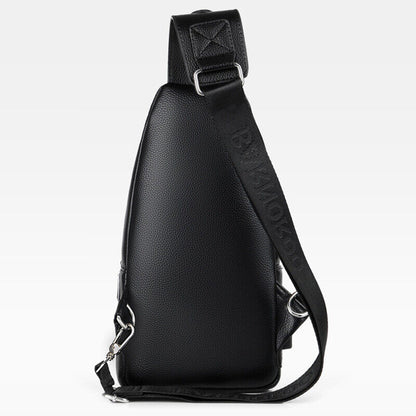 Men's Sling Backpack Faux Leather Crossbody Chest Bags Casual Daypack Sport Bags