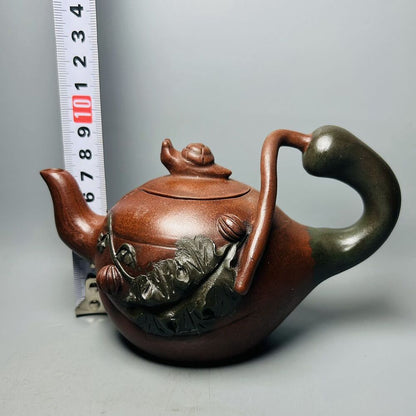 Vintage Chinese Yixing Purple Clay Teapot Zisha Ceremony Ceramic Pumpkin Teaware