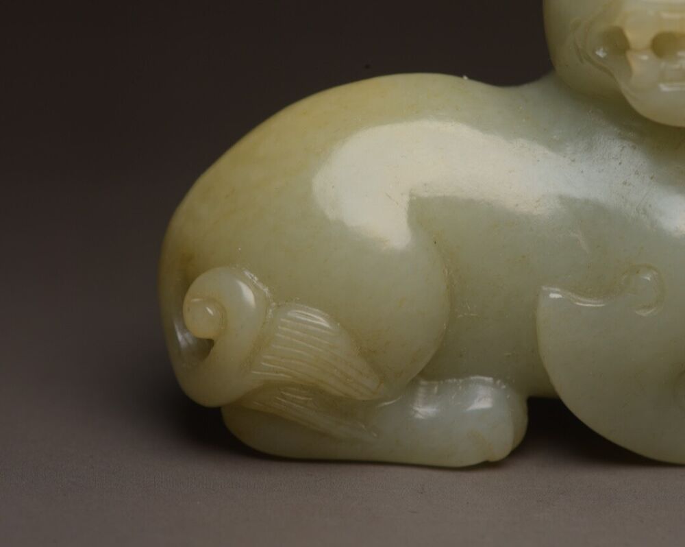 Chinese Old Natural Hetian Jade Hand Carved Nice Unicorn Statue Figurines Rare