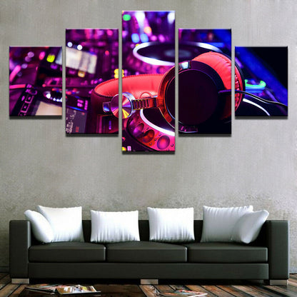 DJ Mixer Headphone Music Instrument 5 Pieces canvas Wall Art Picture Home Decor