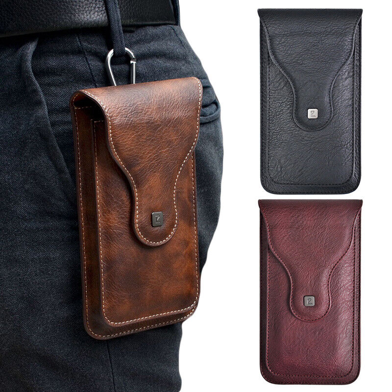 Men Retro PuLeather Waist Belt Hanging Phone Bag Cell Phone Holster Case Durable