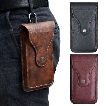 Men Retro PuLeather Waist Belt Hanging Phone Bag Cell Phone Holster Case Durable
