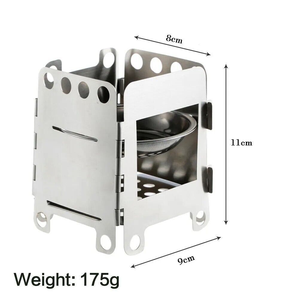 Camping Stove Stainless Steel Outdoor Mini Wood Portable Folding Cooking Toolkit