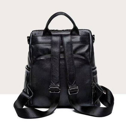 Soft Leather Black Backpack, Desinger Crocodile Print Women's Travel Bag School