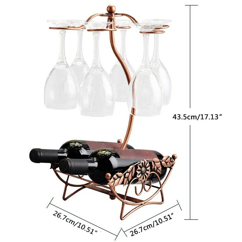 Wine Bottle Rack Holder Cup Holder Display Bottles Stand Hanging Stemware Shelf