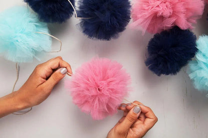 Party Decoration 5Pcs Tulle Pompom Birthday Wedding Baby Shower Venue Decor 20cm