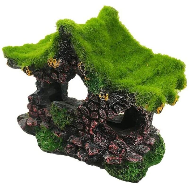 Aquarium Decorations Resin Hollow Hiding House Beta Fish Tank Driftwood 11x9x7cm