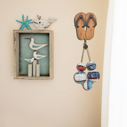 Wood Fishing Float Hanging Ornaments Rustic Beach Wall Decor Decorative Nautical