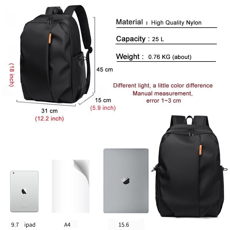 Men's Backpack laptop Bag Travel Male Outdoor Sports Back Pack School Bags Black