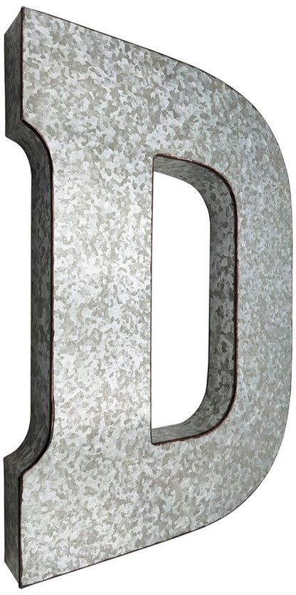 Huge 20" Metal Letter Hanging Wall Décor, Galvanized Metal with Rusted Edges