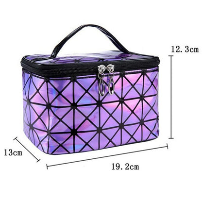 Functional Cosmetic Bag Fashion PU Leather Travel Necessaries Organizer Zipper