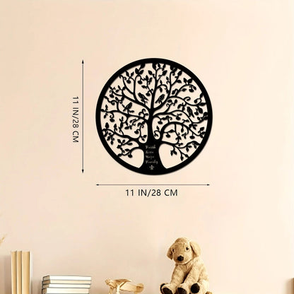 1pc Modern Tree Life Metal Wall Decor - Black Line Sculpture for Home and Office