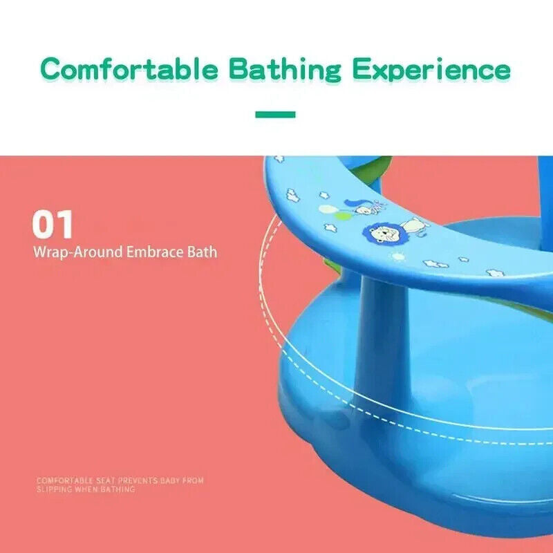 Baby Bath Chair Suction Cups Seat Heat Resistant for Bathtub 6-18 Month Shower