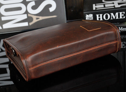Mens Leather Sling Shoulder Bag 10" Business Briefcase Messenger Bag Double Lock