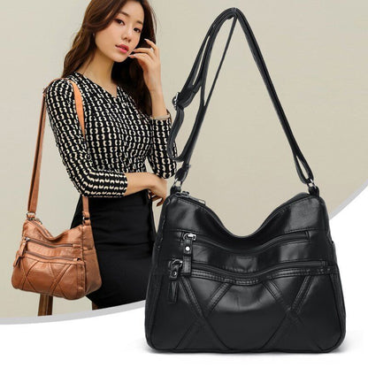 Women's Soft Leather Shoulder Bags Multi-Layer Crossbody Bag Handbag
