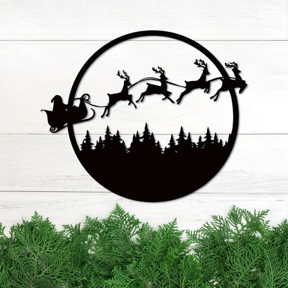 1pc Merry Christmas Metal Sign, Metal Wall Sign, Round Metal Christmas Sign