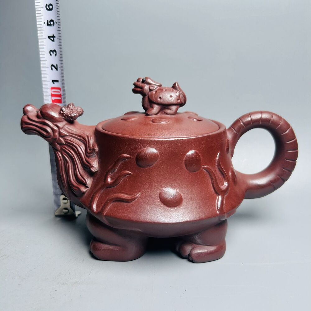 Chinese Yixing Purple Clay Teapot Zisha Ceramic Carving Dragon Turtle Teaware