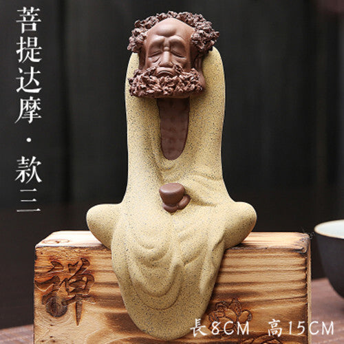 Purple Sand Buddha Sculpture Stump with Tea Pet Ornaments