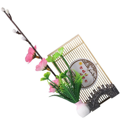Floral Decor Plastic Wood Flower Sushi Plates Japanese Sashimi Trays Decorations