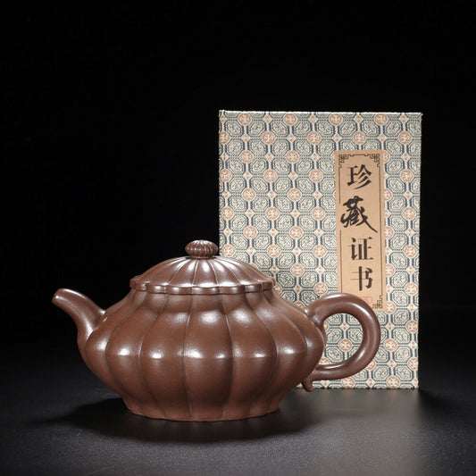 Chinese Yixing Zisha Clay Handmade Exquisite Teapot （筋纹 底款：施小马）