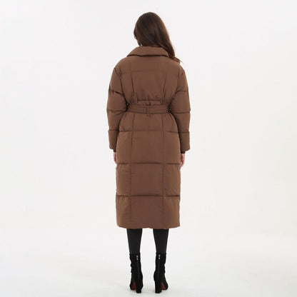 Thick Parkas Women Covered Button Coats Women Belt Long Cotton Jackets Ladies