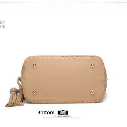 Women Bag Tassel Chain Shoulder Bag for Girl Gift Pu Pink Black Gray Brown