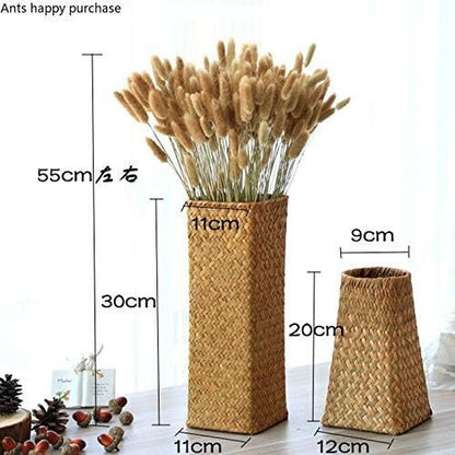 Rattan Basket Pastoral Bamboo Room Flower Arranger Vase Home Decoration Gift