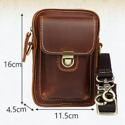 Men's New Rustic Leather Waist Bag Fanny Pack Belt Bag Pouch Small Shoulder Bag