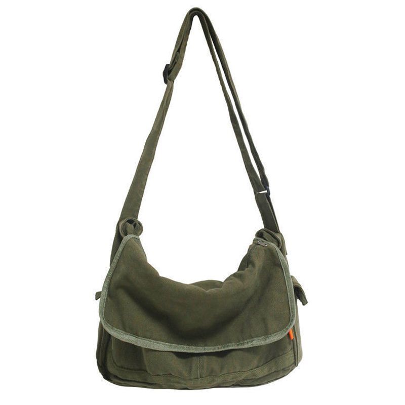 100% Cotton Teenager Canvas Big Shoulder Bag Multi-pockets Messenger 38*26*12 CM
