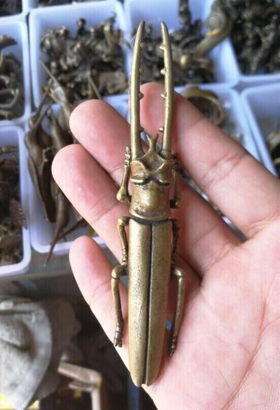 Collection Old Chinese bronze hand-carved special auspicious animals - beetles