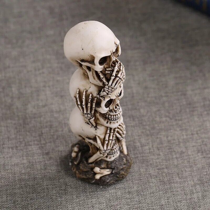 3D Skull Statue Resin Sculptures Decoration Home Desk Fish Tank Ornaments 6x19cm