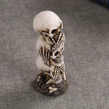 3D Skull Statue Resin Sculptures Decoration Home Desk Fish Tank Ornaments 6x19cm