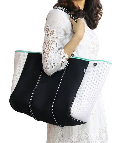 QOGiR Neoprene Multipurpose Beach Bag Tote with Inner Zipper X-Large, Black